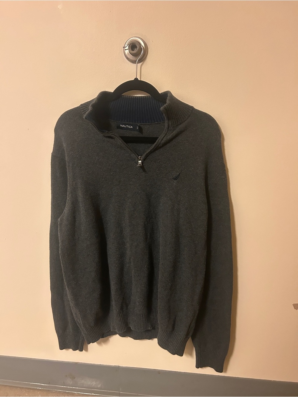 Nautica Men's Dark Charcoal Quarter-Zip Sweater